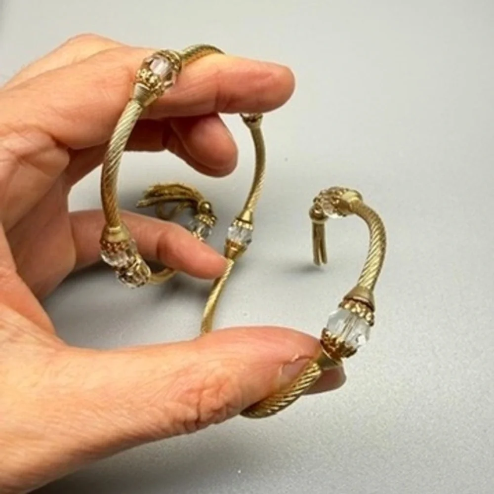 Vintage Tassel Cable Bypass Bracelet Gold Tone 1990s Classy Chic 6